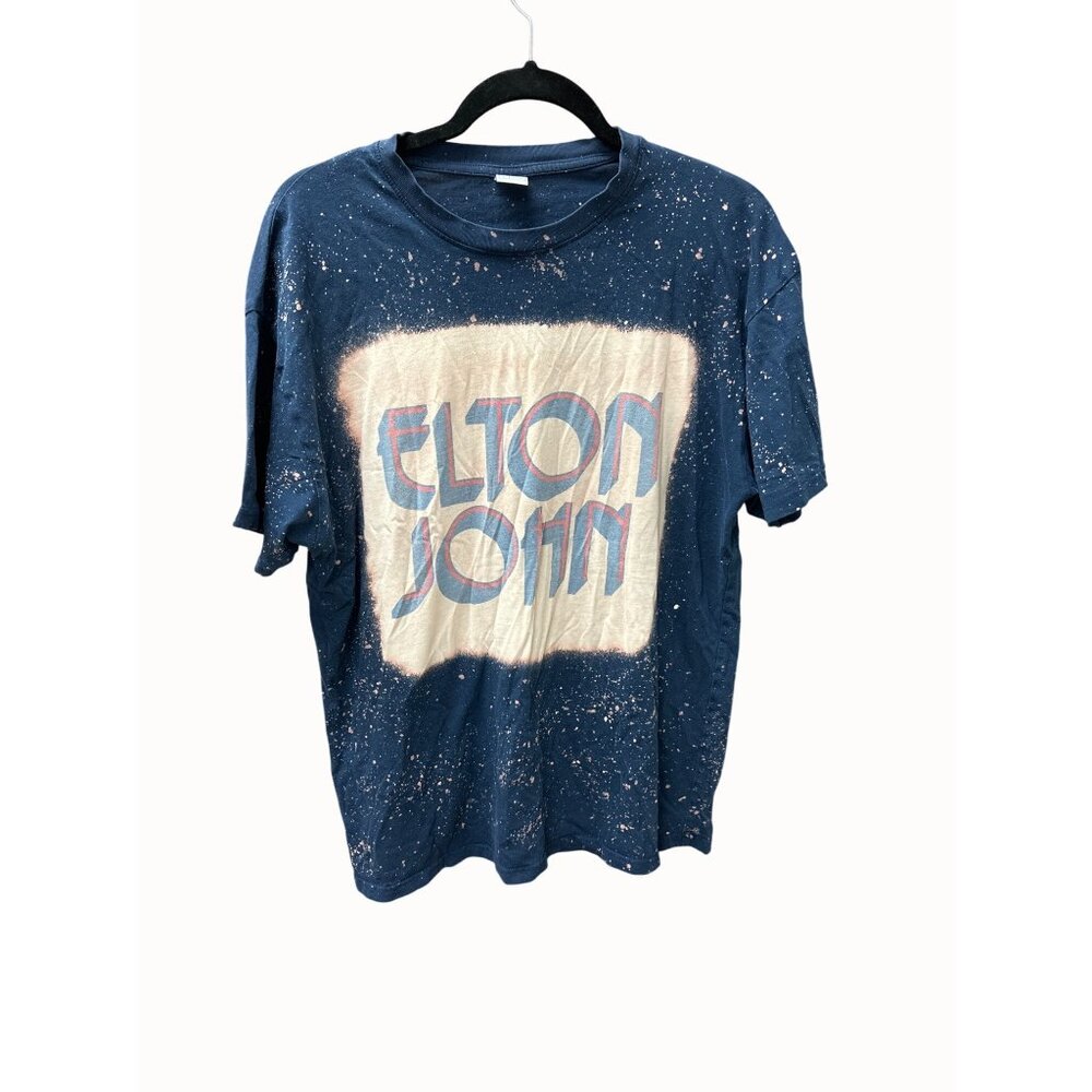Elton John 42‎ Navy Blue Splatter T-Shirt L cotton